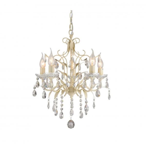 Cream Rain Chandelier 5 Lights 44 cm