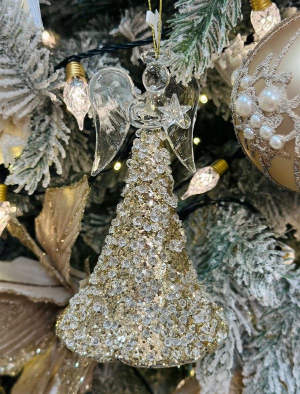 Glass Angel with Star and Gold Robe Tree Ornament