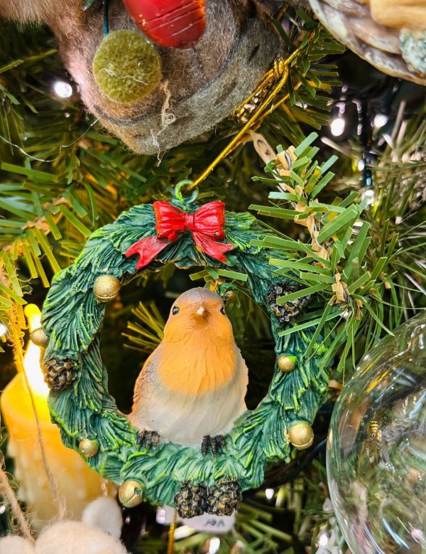 Bird in Christmas Wreath Tree Ornament