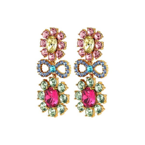 LILLIAN Earring with Pastel Multi-Coloured Crystals Gold