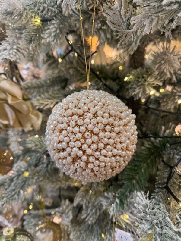 Bauble Covered in Pearls and Gold Pebbles Tree Ornament