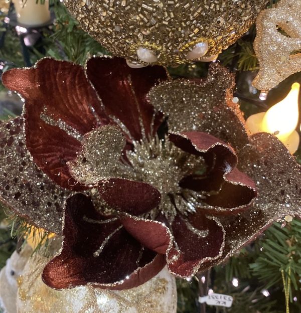 Velvet Rust & Gold Poinsettia 29cm