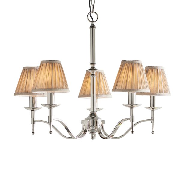 Nickel 5lt Pendant & Beige Shades