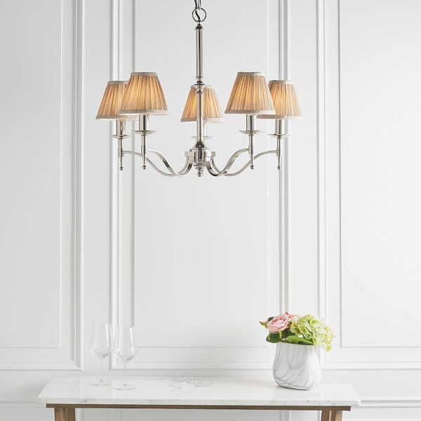 Nickel 5lt Pendant & Beige Shades - Image 6