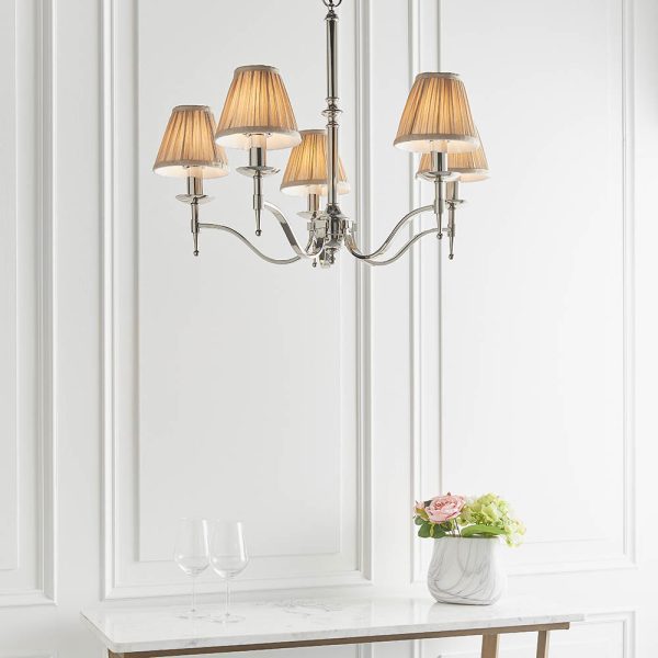 Nickel 5lt Pendant & Beige Shades - Image 5