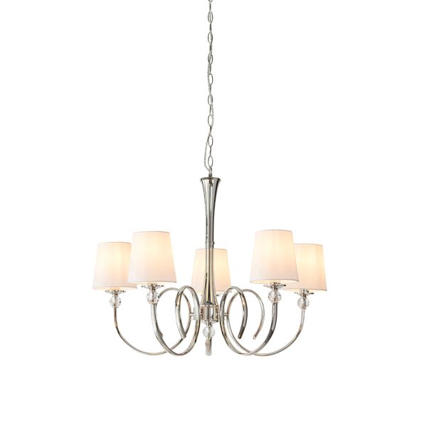 Nickel 5lt Pendant & Vintage White Shades