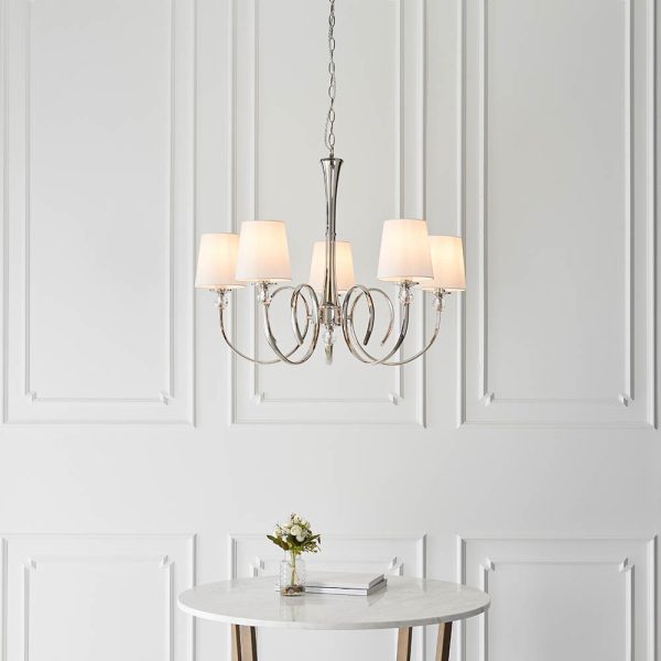 Nickel 5lt Pendant & Vintage White Shades - Image 2