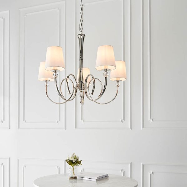 Nickel 5lt Pendant & Vintage White Shades - Image 3