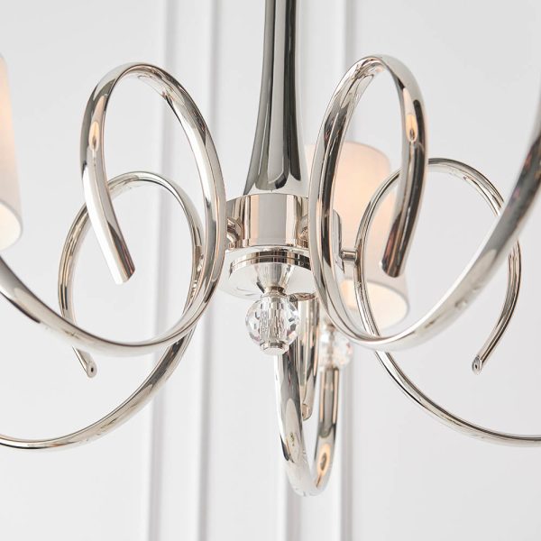 Nickel 5lt Pendant & Vintage White Shades - Image 6