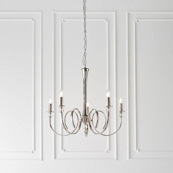 Nickel 5lt Pendant & Vintage White Shades - Image 7