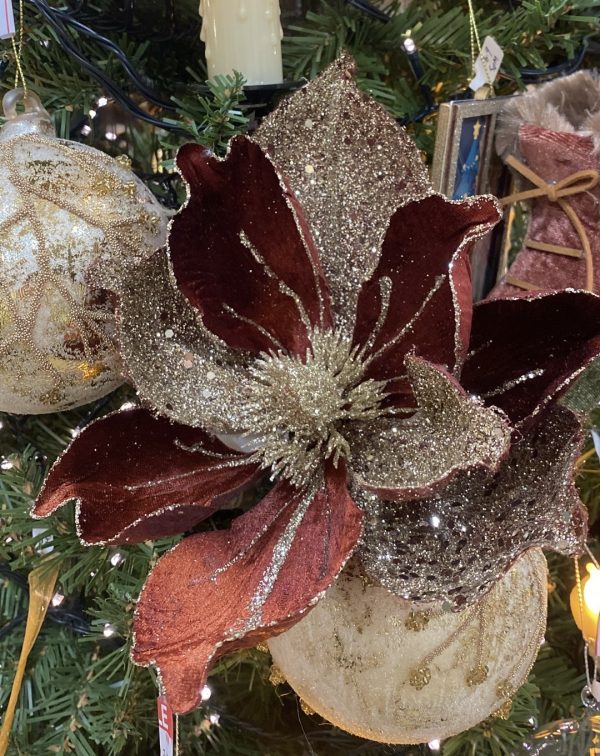 Velvet Rust & Gold Poinsettia 29cm - Image 2