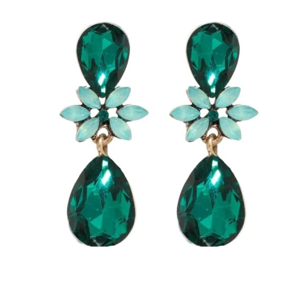 Crystal Drop Earrings Emerald