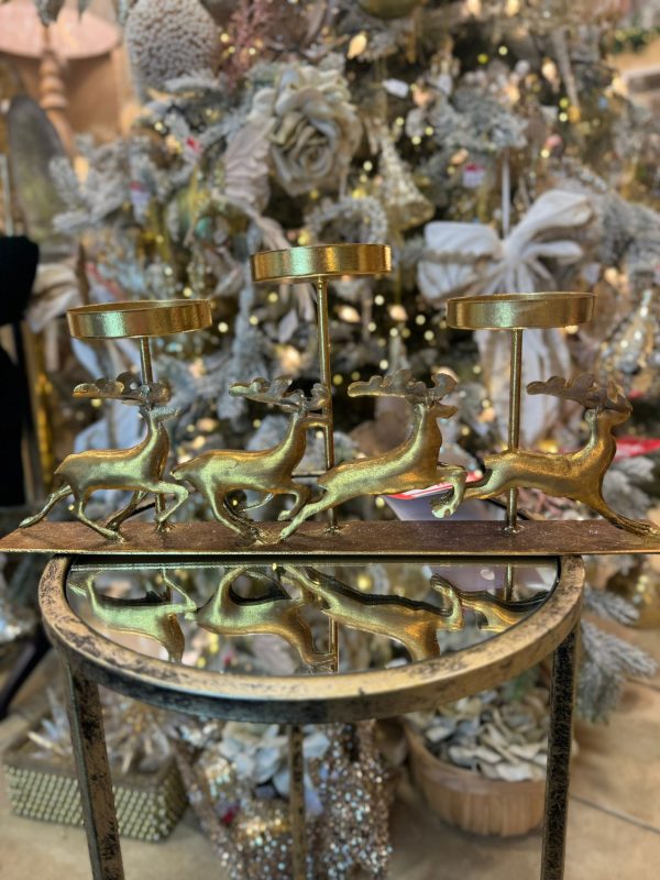 Gold Metal Deer Candle Holder