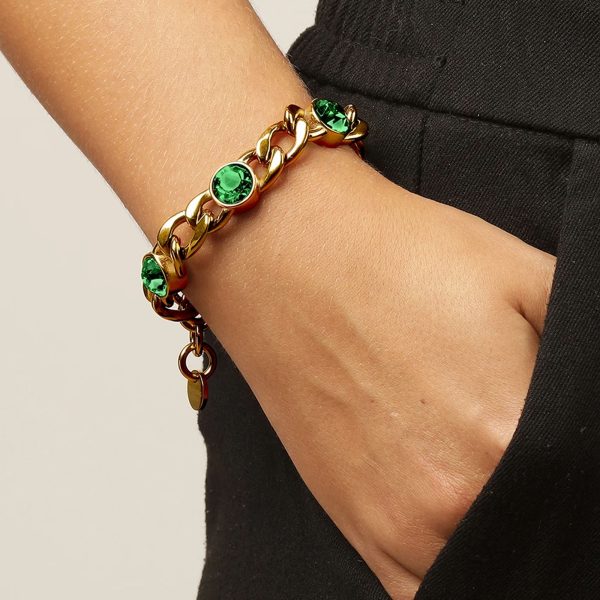 ARIANE Bracelet with Emerald Crystals Gold - Image 2