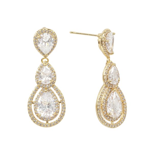 Crystal Drop Earrings Gold - Image 4