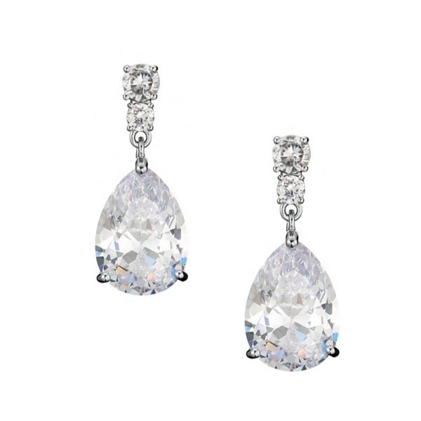 Dainty Crystal Drop Earrings Silver