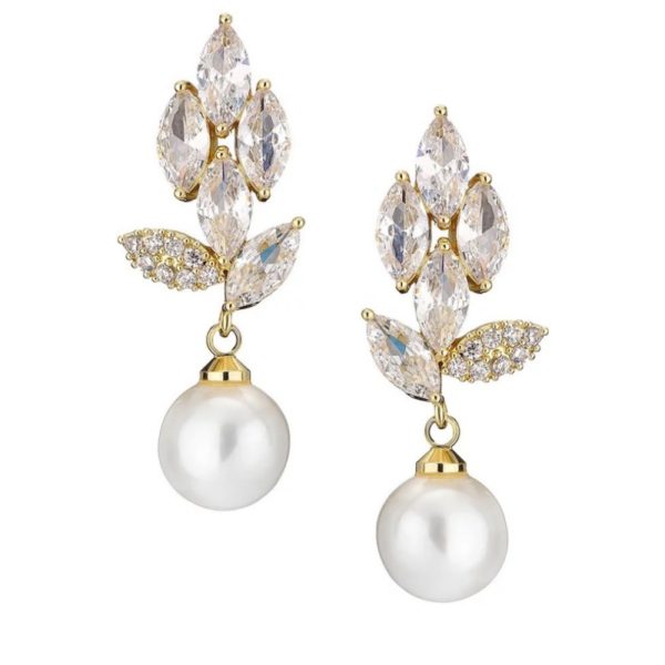 Glitzy Pearl Earrings Gold