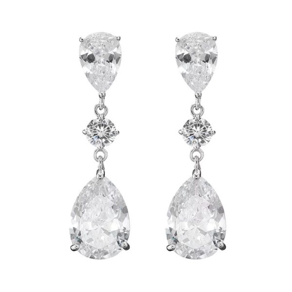 Chic Cubic Zirconia Sparkle Earrings Silver - Image 2