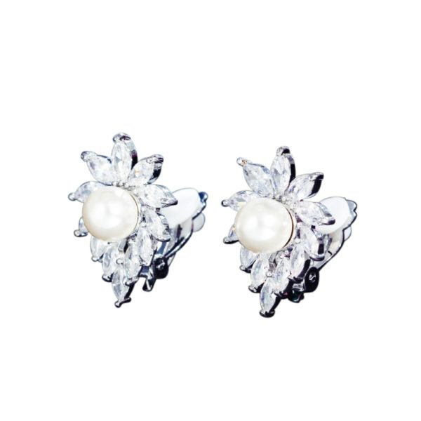 Dainty Pearl Clip On Earrings Silver - Image 4