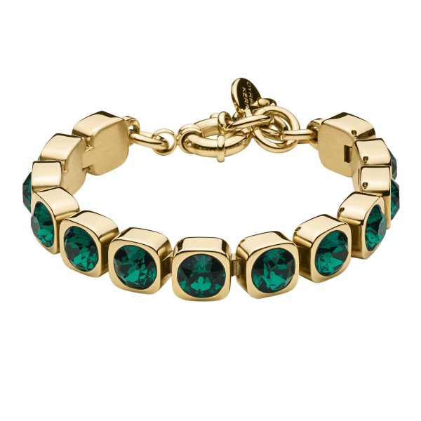 CONIAN Bracelet with Green Crystals Gold