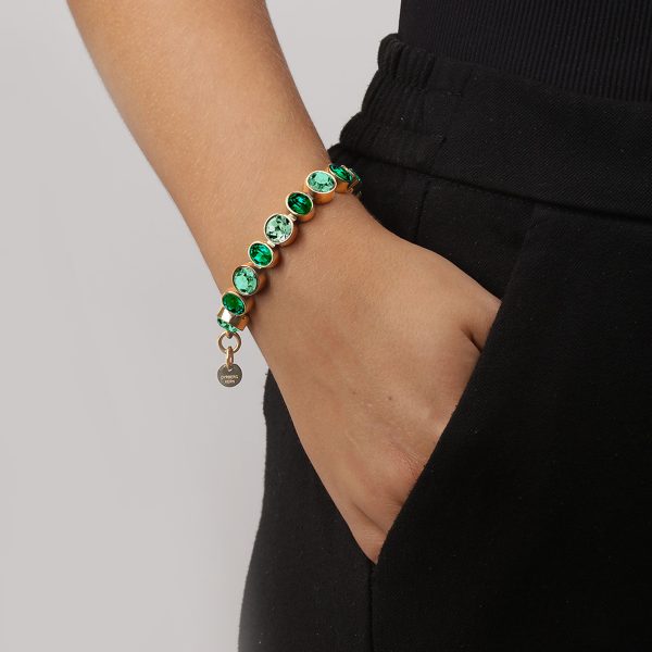 ELAINE Bracelet with Green Crystals Gold - Image 2