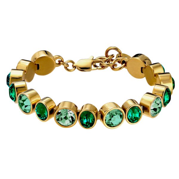 ELAINE Bracelet with Green Crystals Gold