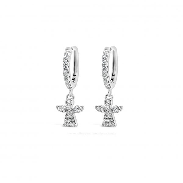 Absolute Kids Collection HCE422 Silver Angel Hoop Earrings