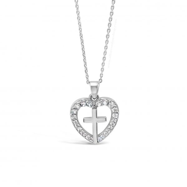 Absolute Kids Collection HCP200 Silver Heart With Cross Pendant And Chain