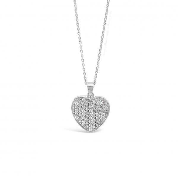 Absolute Kids Collection HCP205 Silver Pave Heart Pendant And Chain