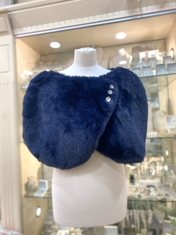 Faux Fur Short Dark Blue