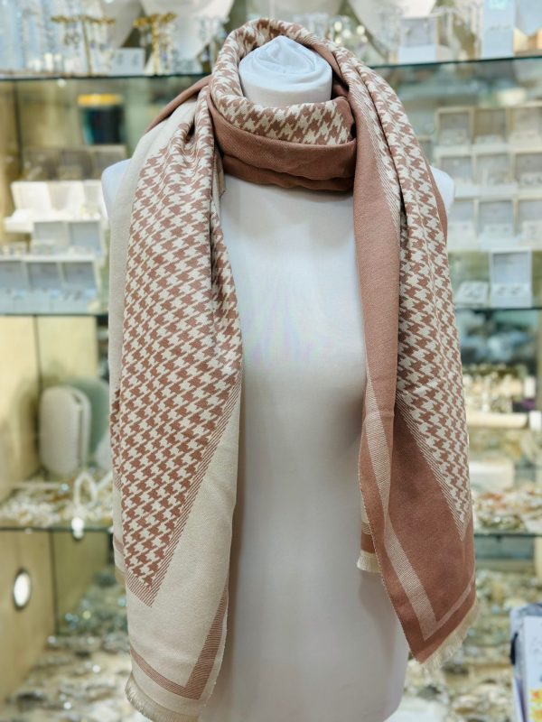 Cashmere Touch Scarf Cream/Caramel - Image 2