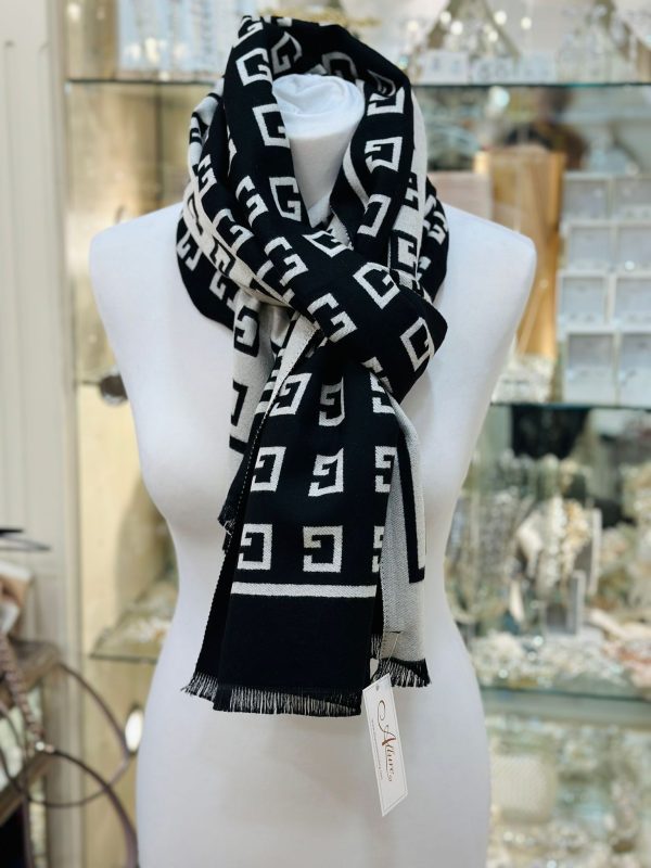 Cashmere Touch Scarf Cream/Black - Image 2