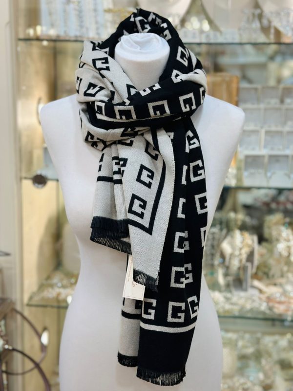 Cashmere Touch Scarf Cream/Black