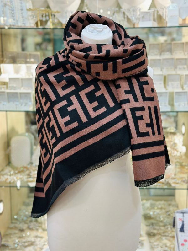 Cashmere Touch Scarf Black/Brown - Image 2