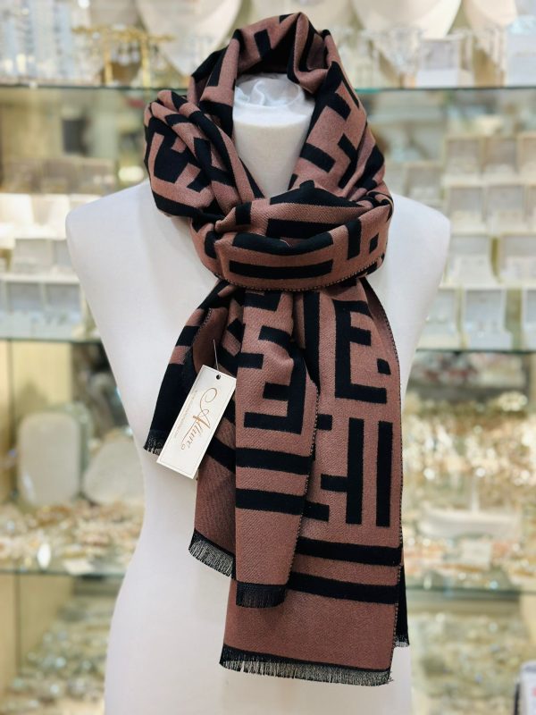 Cashmere Touch Scarf Black/Brown