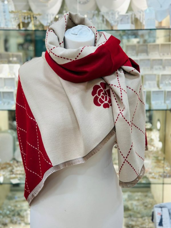 Cashmere Touch Scarf Red/Cream