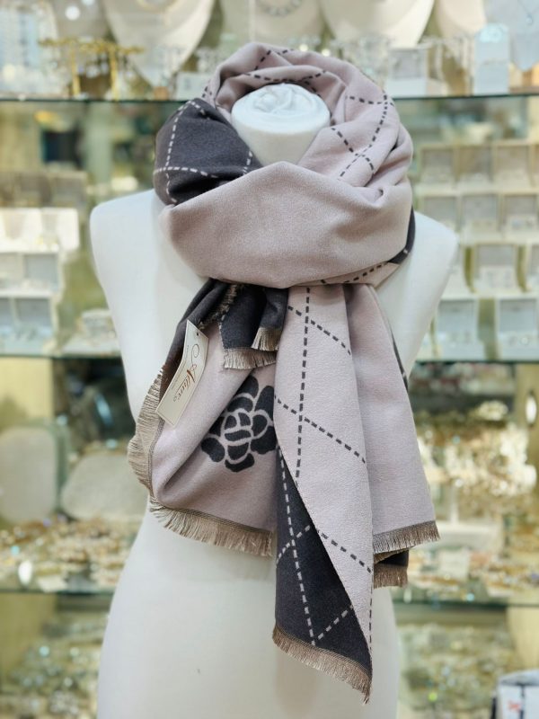 Cashmere Touch Scarf Light Grey/Dark Grey