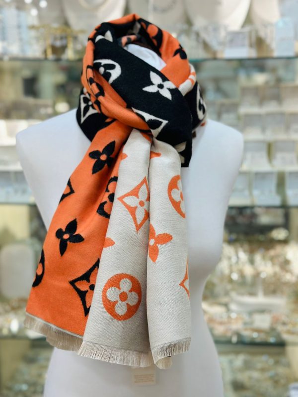 Cashmere Touch Scarf Cream/Orange/Black