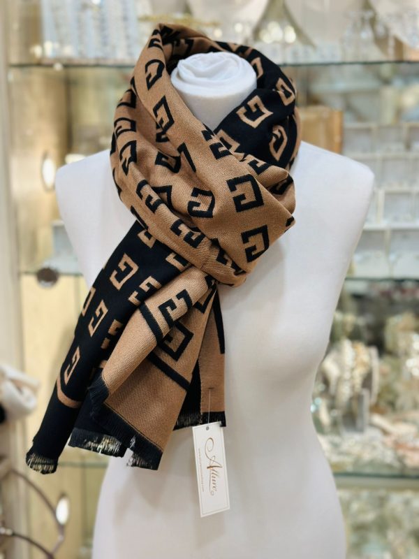 Cashmere Touch Scarf Black/Brown