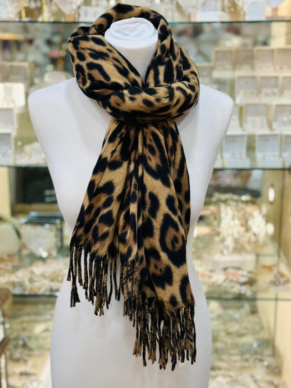 Cashmere Touch Scarf Leopard Print 66 x 180cm Yellow/Brown/Black - Image 4