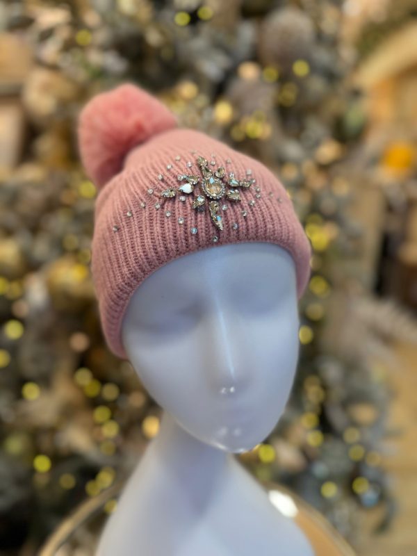 Christmas Hat with Pom-Pom and Star Pink