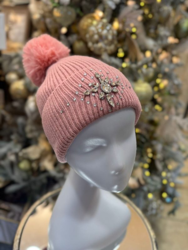 Christmas Hat with Pom-Pom and Star Pink - Image 2