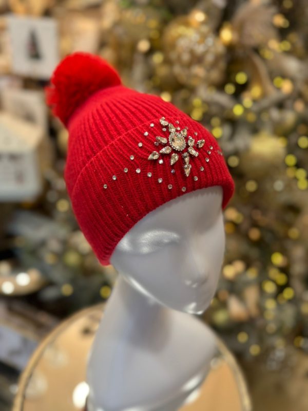 Christmas Hat with Pom-Pom and Star Red - Image 2