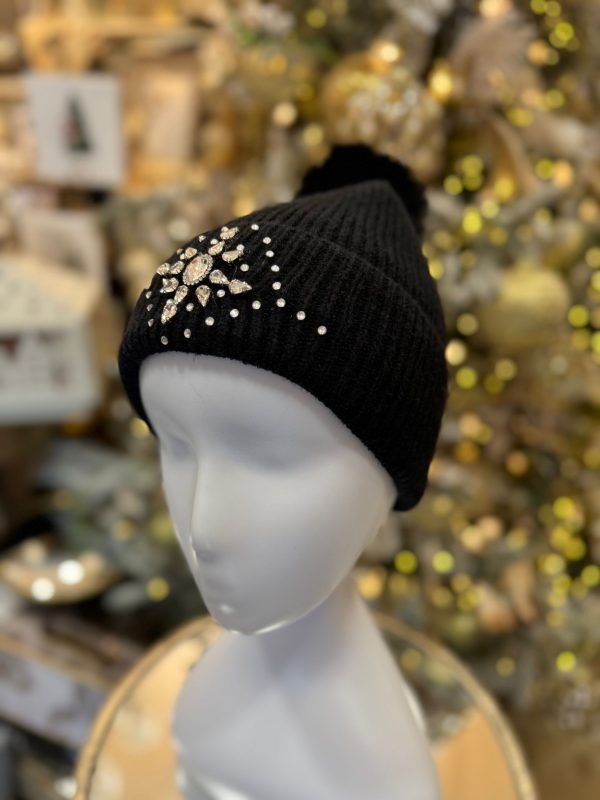 Christmas Hat with Pom-Pom and Star Black - Image 2