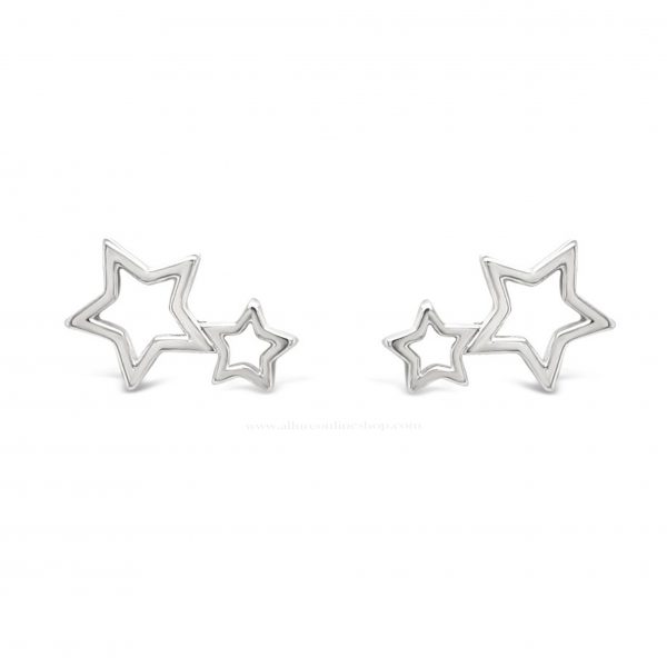 Jewel by Absolute JE248SL Polished Double Star Silver Earrings