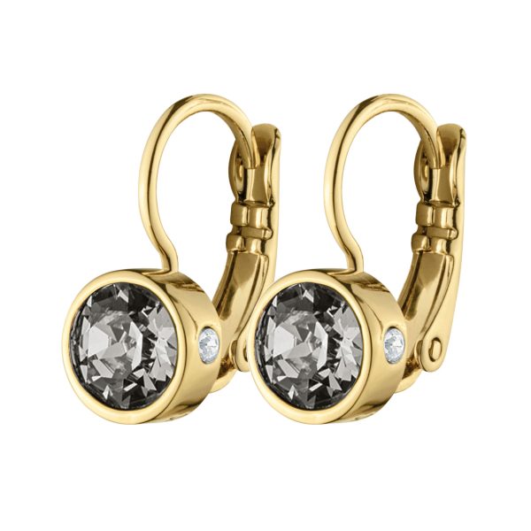 MADU Hook Earring With Grey Crystals Gold