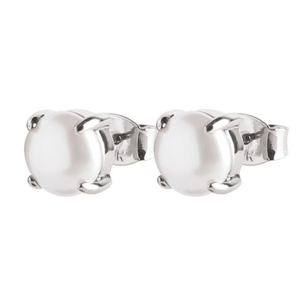 MITZI Stud Earrings White Pearl Silver