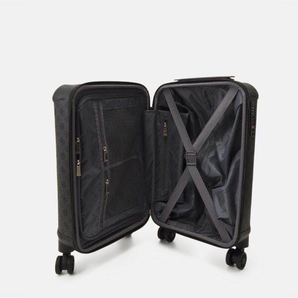 GUESS Wilder 18 In 8 4G Peony Logo Trolley Charcoal Black - Image 3