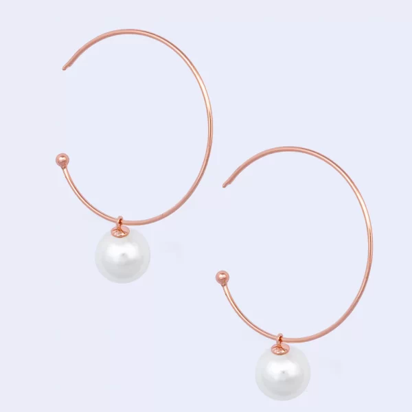 ROSE GOLD PEARL HOOP EARRINGS