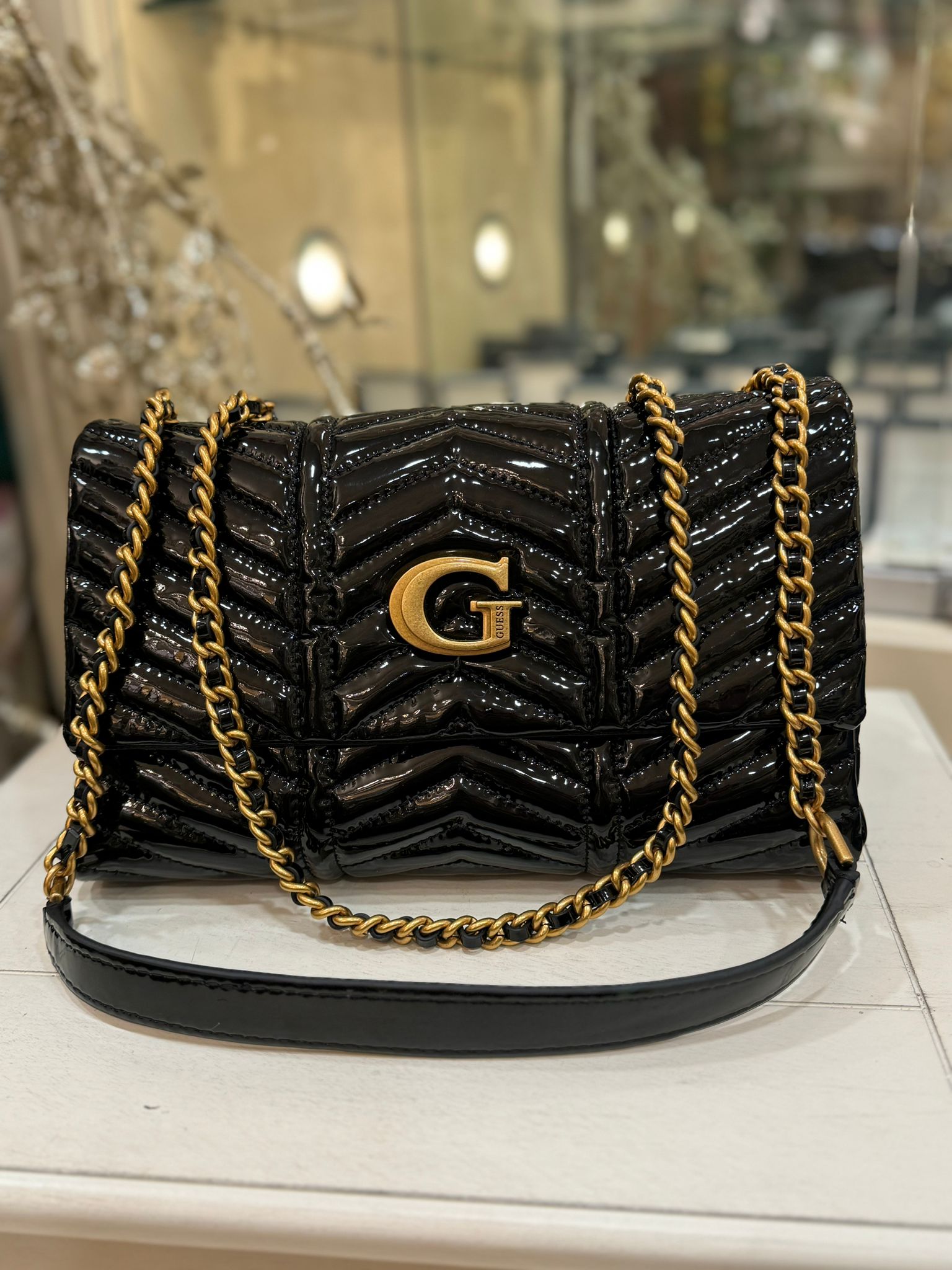 GUESS Lovide Crossbody Black Glossy Allure Online Shop